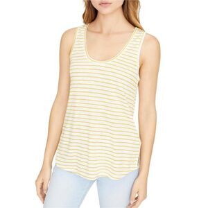 Sanctuary Ruby 100% Linen Striped Yellow Tank Top Sz Med Minimalist Quiet Luxury